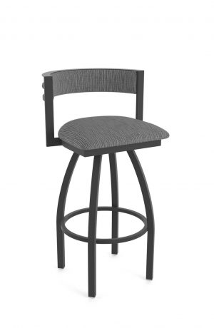 Holland's Artemis Modern Black Swivel Bar Stool with Low Back in Gray - Graph Coal