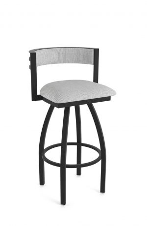 Holland's Artemis Modern Black Swivel Bar Stool with Low Back in Light Gray