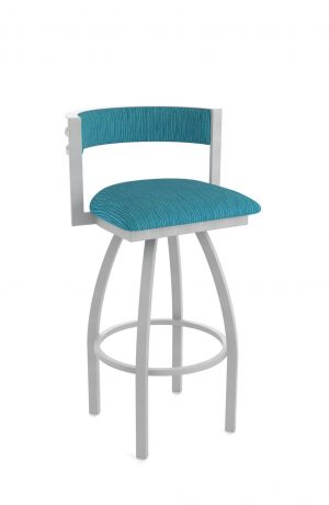 Holland's Artemis Modern Silver Swivel Bar Stool with Low Back in Blue