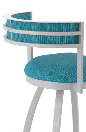 Holland's Artemis Modern Silver Swivel Bar Stool with Low Back in Blue - Back View