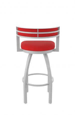 Holland's Artemis Modern Silver Swivel Bar Stool with Low Back in Red - Back View