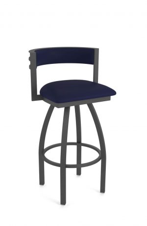 Holland's Artemis Pewter Swivel Bar Stool in Blue