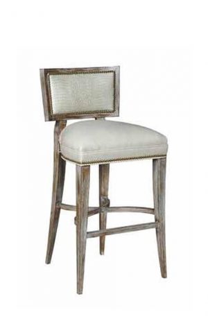 Leathercraft's Edam Solid Wood Bar Stool with Nailhead Trim and Leather - in Bar Height