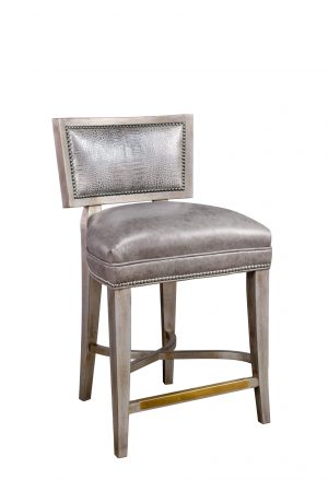 Leathercraft's Edam Solid Wood Bar Stool with Nailhead Trim and Leather - in Counter Height