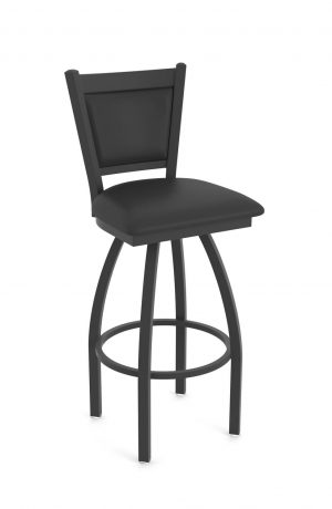 Holland's Hadleigh Black Swivel Bar Stool in Black Vinyl