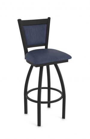 Holland's Hadleigh Black Swivel Bar Stool in Blue