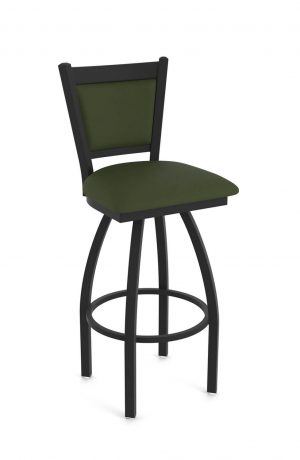 Holland's Hadleigh Black Swivel Bar Stool in Green