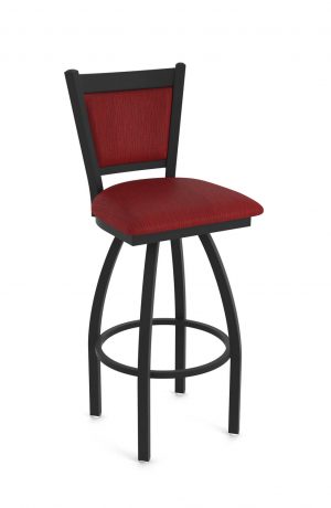 Holland's Hadleigh Black Swivel Bar Stool in Red