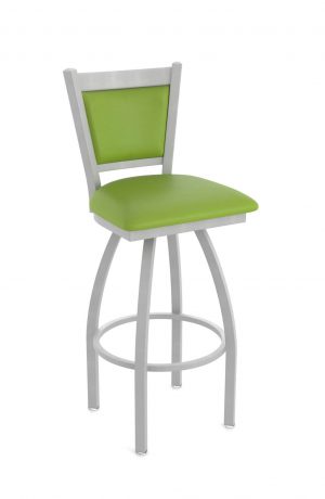 Holland's Hadleigh Silver Swivel Bar Stool in Green