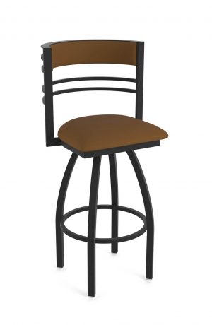 Holland's Hunter Black Swivel Bar Stool in Brown