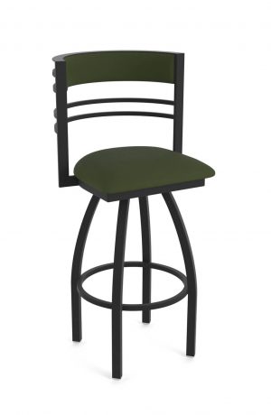 Holland's Hunter Black Swivel Bar Stool in Green