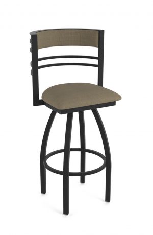 Holland's Hunter Black Swivel Bar Stool in Light Brown
