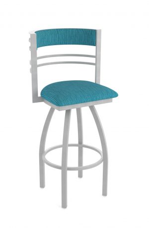 Holland's Hunter Silver Swivel Bar Stool in Blue Green