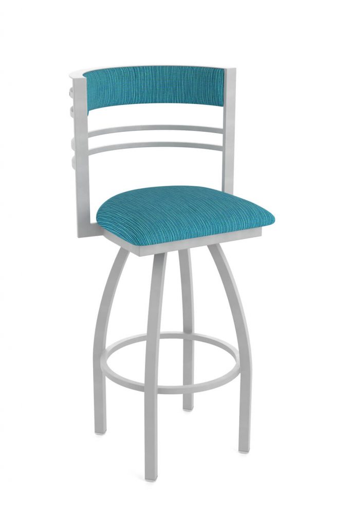 Holland's Hunter Silver Swivel Bar Stool in Blue Green
