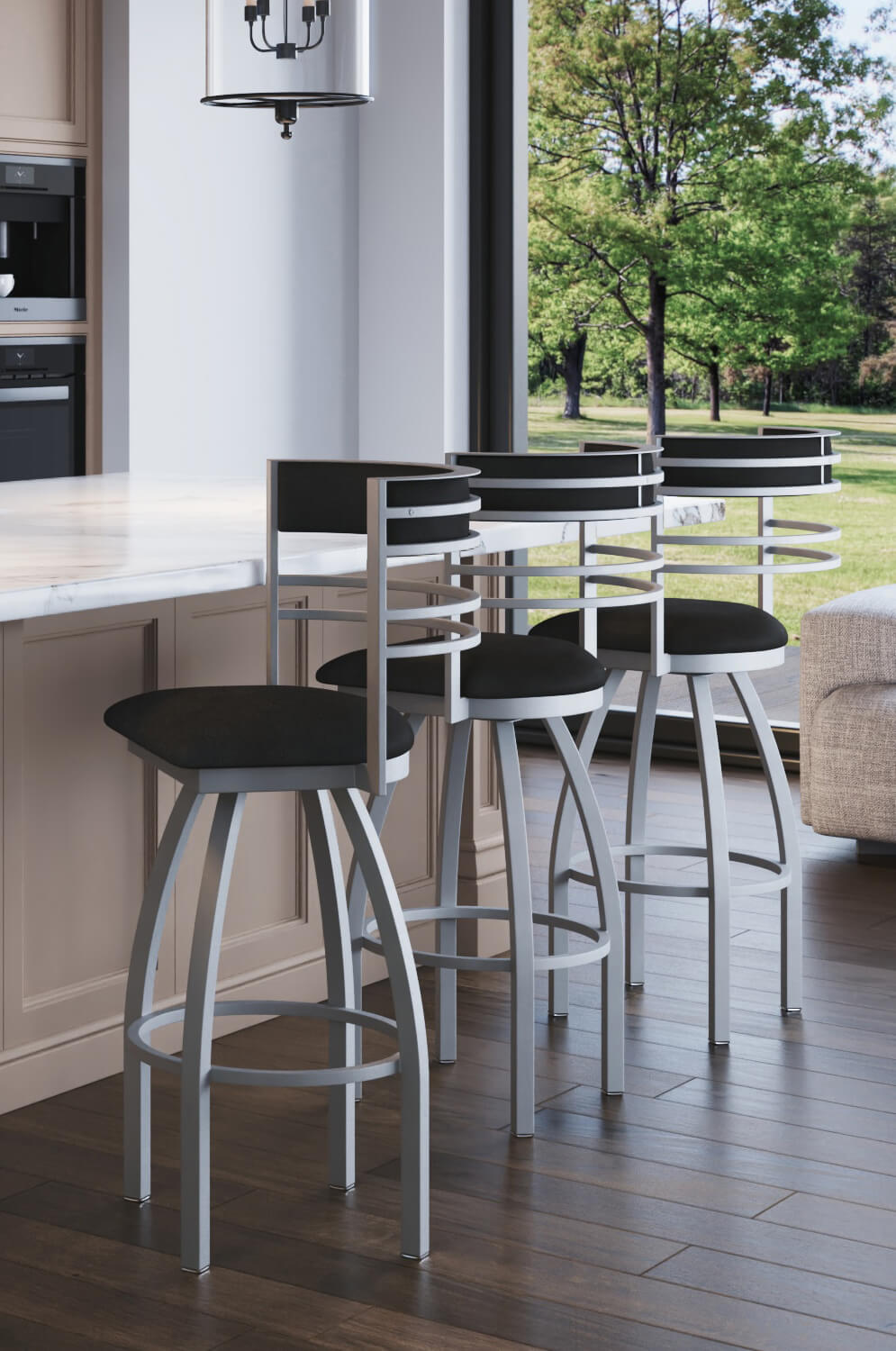 Holland's Hunter Swivel Bar Stools in Modern Kitchen