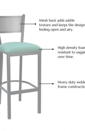 Features: Mesh back adds subtle texture and keeps the design feeling open and airy, high density foam resists sagging over time, heavy duty welded steel construction.