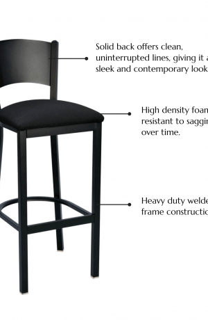 Features: Solid back offers clean, uninterrupted lines, giving it a sleek and contemporary look, high density foam resists sagging over time, heavy duty welded steel construction.