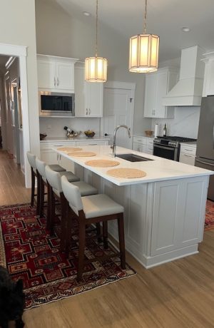 Trendler's Bradley Modern Wood Bar Stools in Customer's Kitchen