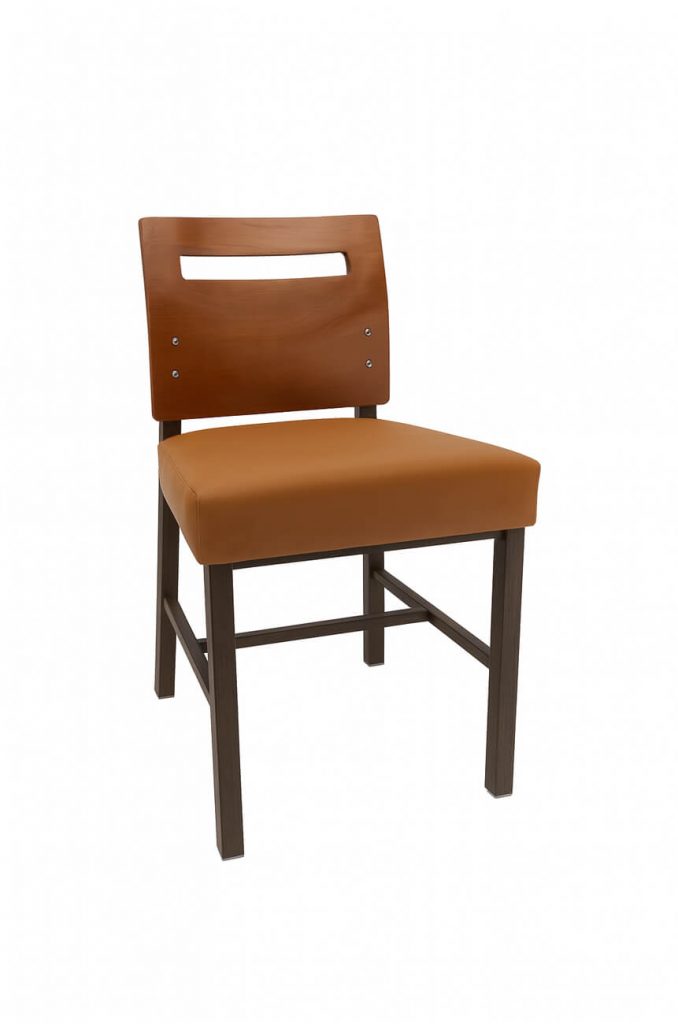 Trendler's Garland Metal Upholstered Dining Chair with Wood Back