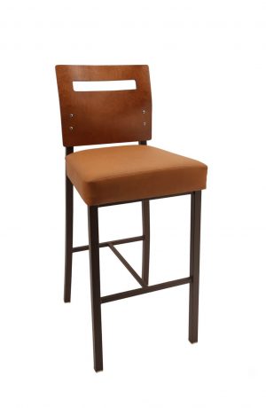 Trendler's Garland Upholstered Metal Bar Stool with Wood Back