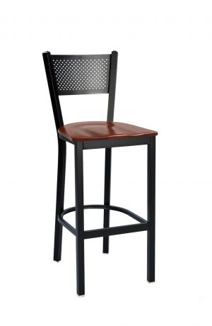 Trendler's Mesh Back Metal Bar Stool with Wood Seat