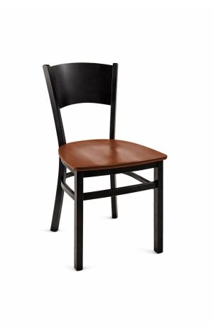 Trendler's Metal Dining Chair with Solid Back and Wood Seat