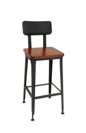 Trendler's Portland Bar Stool with Upholstered Back and Wood Seat