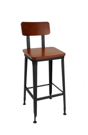 Trendler's Portland Bar Stool with Wood Back and Wood Seat