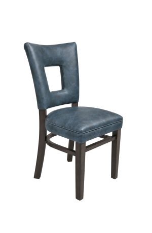 Blue Leather Side Chair with Back Cutout - Trendler Rachael