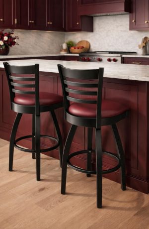 Trendler's Americana Black Wood Swivel Bar Stool in Burgundy Kitchen