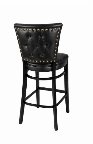 Trendler's Barbara Black Wood Bar Stool with Nailhead Trim