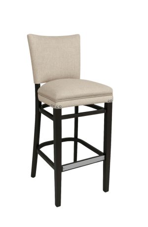 Trendler's Barbara Black Wood Bar Stool with Tan Fabric