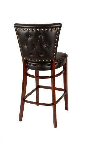 Trendler's Barbara Tufted Cherry Wood Bar Stool with Nailhead Trim