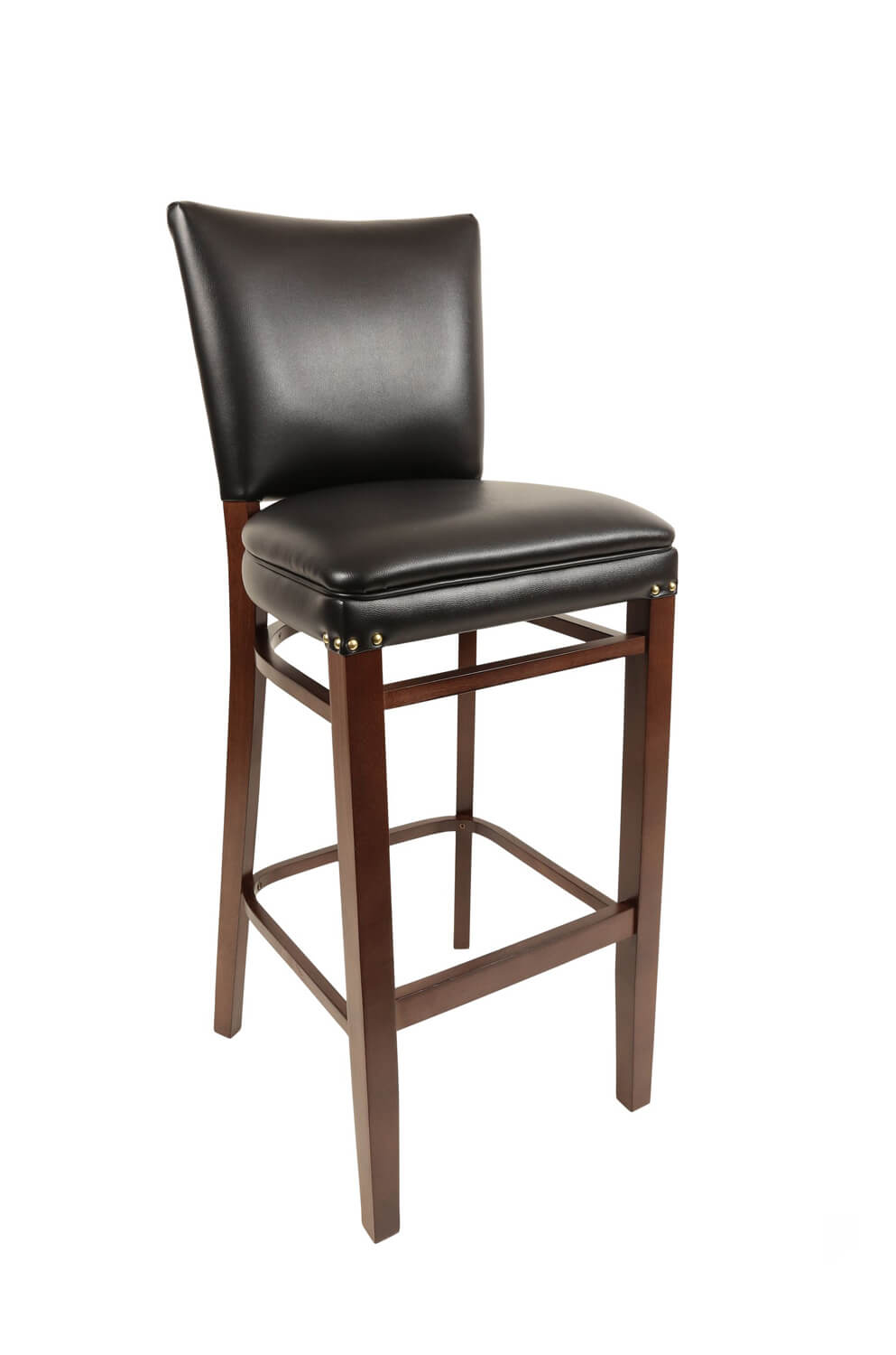 Blanca Transitional Upholstered Wood Bar Stool with Tufted Back