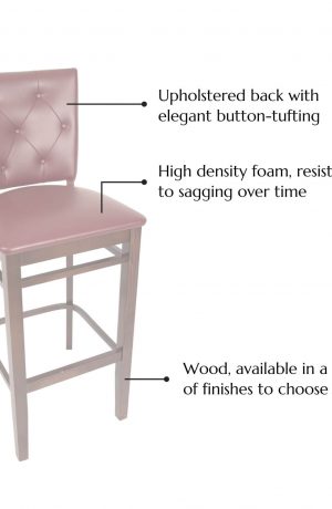 Featuring an upholstered back, elegant button tufting, high density foam, resistant to sagging over time, and wood, available in a variety of finishes to choose from!