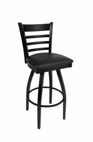 Trendler's Black Wood Swivel Bar Stool with Ladder Back