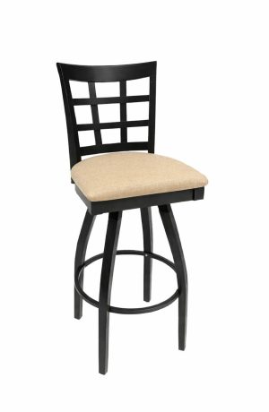 Trendler's Black Wood Swivel Bar Stool with Lattice Back