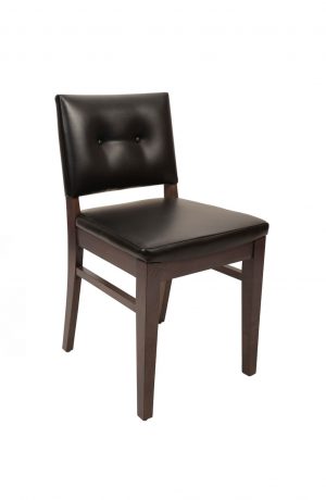 Trendler's Bradley Wood Upholstered Dining Chair with Button Tufting in Black and Brown