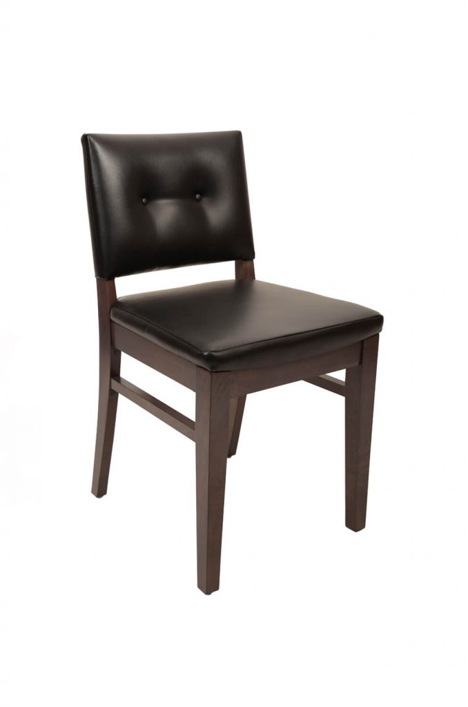 Trendler's Bradley Wood Upholstered Dining Chair with Button Tufting in Black and Brown