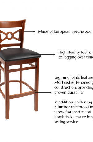 Features: High density foam, resistant to sagging over time, Made of European Beechwood, Leg rung joints feature Mortised & Tenoned glued construction, providing proven durability. In addition, each rung joint is further reinforced by screw-fastened metal brackets to ensure long lasting service.