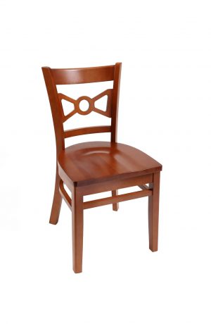 Trendler's Cleo Cherry Wood Dining Chair with Bowtie Back and Wood Seat