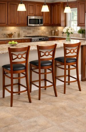 Trendler's Cleo Solid Wood Bar Stool with Bowtie Back in Traditional Kitchen