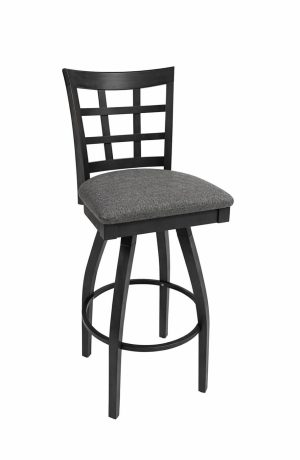 Trendler's Gray Wood Swivel Bar Stool with Lattice Back