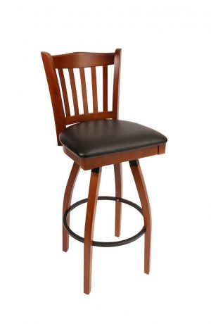 Trendler's Jailhouse Back Wood Swivel Bar Stool