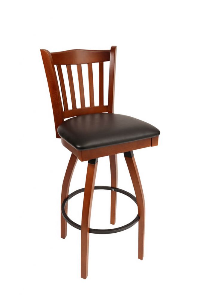 Trendler's Jailhouse Back Wood Swivel Bar Stool