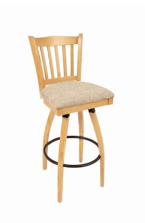 Trendler's Jailhouse Natural Wood Swivel Bar Stool with Back