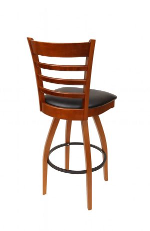 Trendler's Ladder Back Wood Swivel Bar Stool - Back View