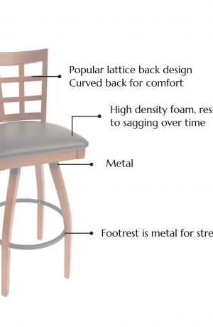Features popular lattice back design, curved back for comfort, high density foam that resists sagging over time. Footrest is metal for strength.