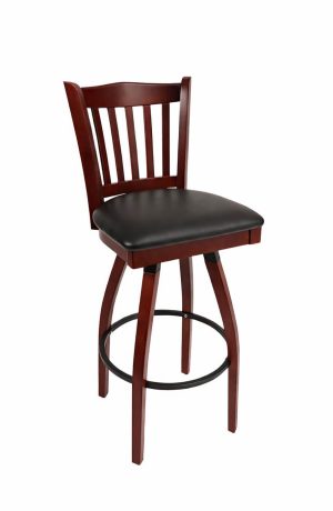 Trendler's Mahogany Swivel Bar Stool with Slat Back