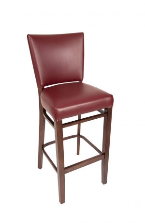 Trendler's Santos Wood Red Upholstered Bar Stool with Nailhead Trim